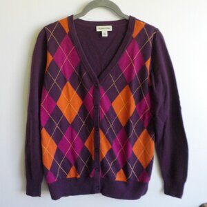 Stylish Purple and Orange Argyle Women's Sweater